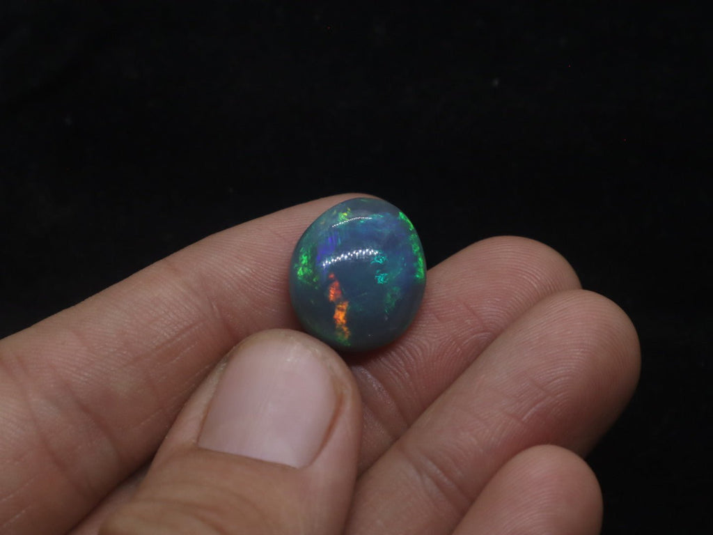 Lightning Ridge Natural Solid Dark Opal N5 - 16mm x 14mm 9.5 Carats - Ancient Creatures