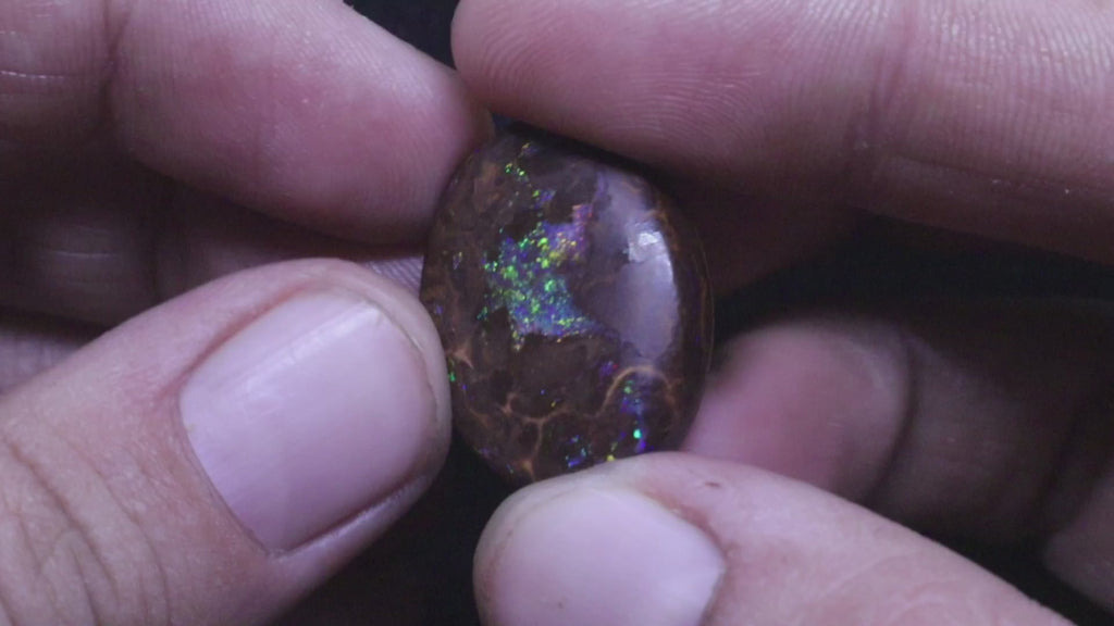 Multi-Colour Yowah Boulder Opal Oval Cabochon - 32.4 Carats, 20mm x 25mm